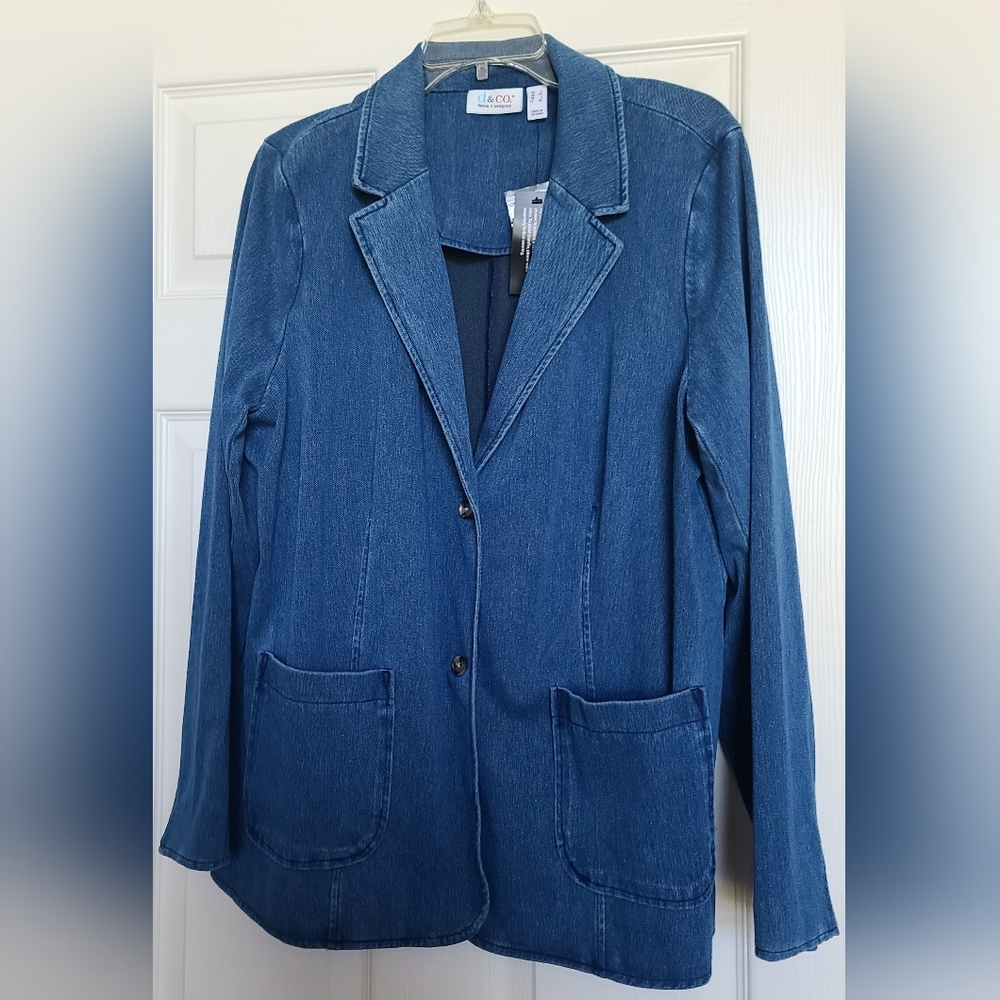 Blue Jean Jacket with Notched Lapels and Soft Denim